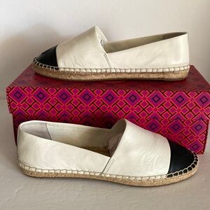 TORY BURCH Leather Color Block Flat Espadrille 7.5